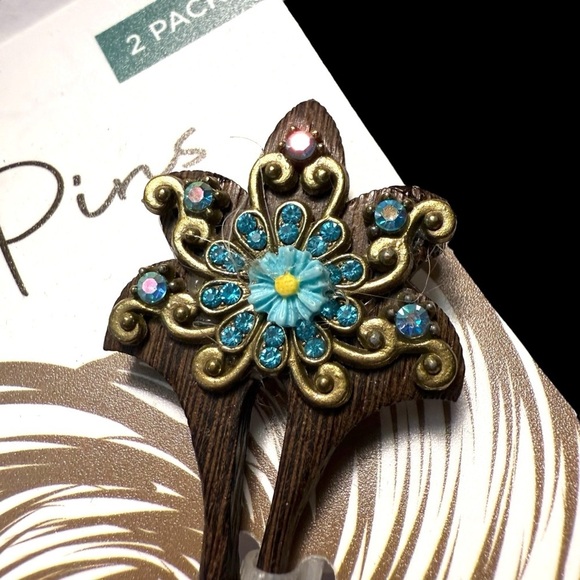 NWT Vintage Blue Ivy Mystical Bohemian Retro Style 6” Hair Pins main image 8